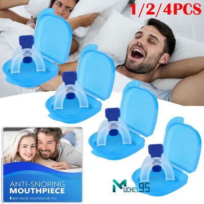 #ad Stop Snoring Mouthpiece Sleep Apnea Guard Bruxism Anti Snore Pure Grind Aid Tray $8.61
