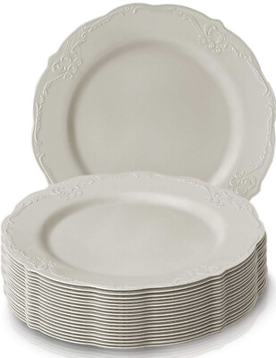 #ad 30 Silver Spoons Multi use Plastic Dinner Dessert Salad Party Plates Cream GBP 15.99