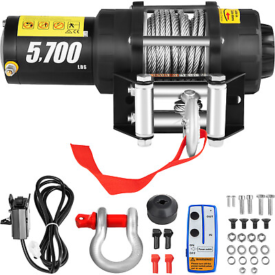 VEVOR Electric Winch Truck Winch 12V 5700 LBS Steel Cable for ATV UTV Off Road $146.99