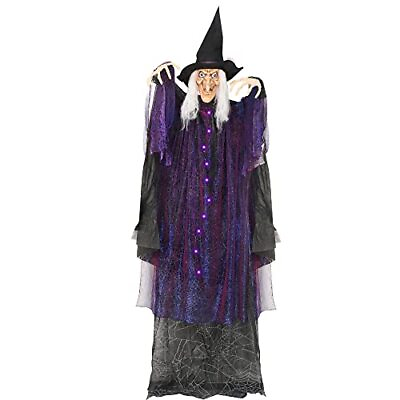 #ad 6FT Hanging Animated Witch with Red LED Glowing Eyes for Halloween Party $52.73