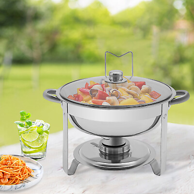 #ad Stainless Steel Chafing Dish Buffet Set Round Chafers BBQ Party W Lid 5l 5.28qt $43.00