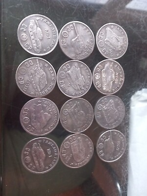 #ad Antique Set Of 12 Commemorative Coin 1945 CCCP Military Tanks Collection GBP 200.00