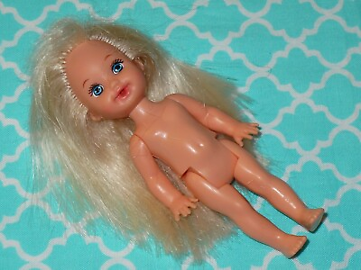 #ad Mattel Barbie KELLY Doll LONG BLONDE HAIR NUDE for OOAK Pacifier Mouth $7.99