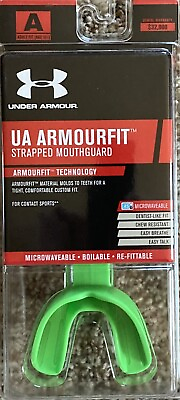 #ad NIB UA Armourfit Under Armour Adult 12 Strapped Mouth Guard Green Free Ship $11.77