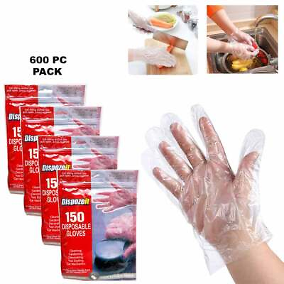 #ad 600 pcs Disposable Food Prep Gloves Latex Free Transparent One Size Fits Most $14.89