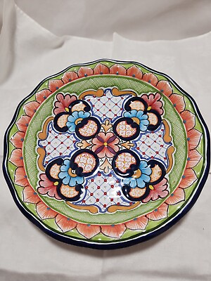 Talavera Colorful Bowl Handmade Multicolor Mexican Pottery Kitchen 10” Diameter $25.00