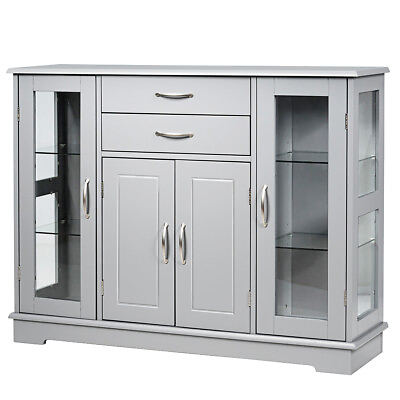 Sideboard Buffet Server Storage Cabinet W 2 Drawers 3 Cabinets Cupboard Grey $229.98