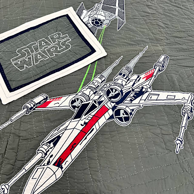 #ad Pottery Barn Kids Star Wars X Wing Tie Fighter Queen Size Cotton Quilt $59.00