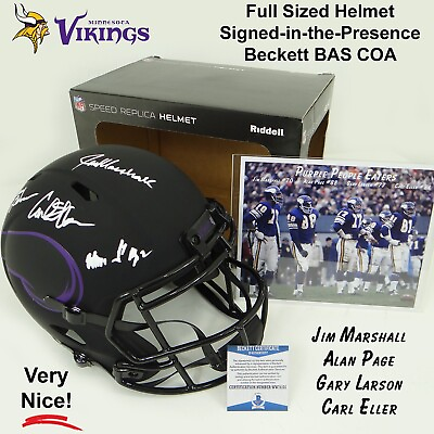 Minnesota Vikings #x27;Purple People Eaters#x27; Team Autographed Full Helmet w BAS COA $474.95