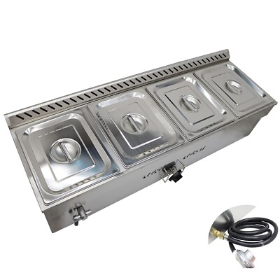 #ad 4*1 2Pan Stainless Steel LP GAS Food Warmer for Catering w Pressure Relief Valve $460.35
