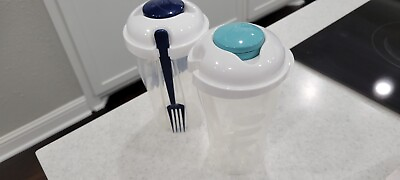 #ad 2 Bottle Salad Containers for Lunch Salad Set with Sauce Cup and Fork $10.00