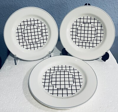 #ad Epoch POP Salad Plates Black amp; White Abstract Puzzle Set of 3 NEW $12.79