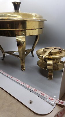 Vintage Brass Gold Tone Buffet Chafing Dish For Warmer 5 Piece Set $35.00