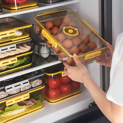 #ad 24 Grids Egg Storage Tray Box Case Holder Transparent Refrigerator Container $33.60