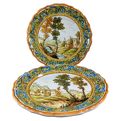 #ad #ad Coordinating Different Cottura Deruta Italian Countryside Faience Pottery Plates $75.00