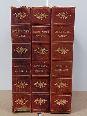 #ad George Elliot#x27;s Complete Works Antique Set Illust. Limited Ed. Leather Marbled $50.00