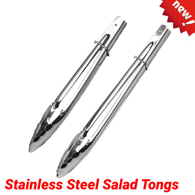 #ad Stainless Steel Salad Tongs BBQ Kitchen Cooking Food Serving Bar Utensil tong $1.61