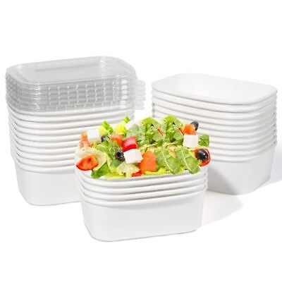 #ad 25 ​Pack 25oz Disposable Paper Salad Containers Rectangular Large Paper Bowl... $34.66
