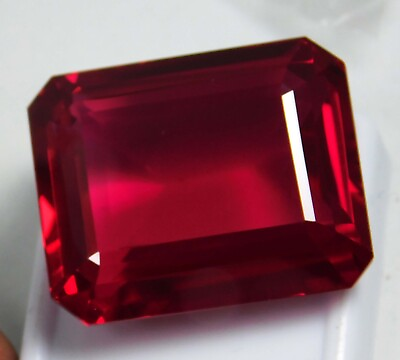 #ad Natural 92.00 Ct Mozambique Red Ruby Emerald Cut Loose Gemstone Certified $147.00