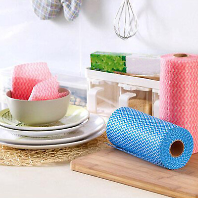 50 100X Roll Disposable Dish Cloth Towels Wiping Pad Wash Rags For Kitchen R0P0 $12.22