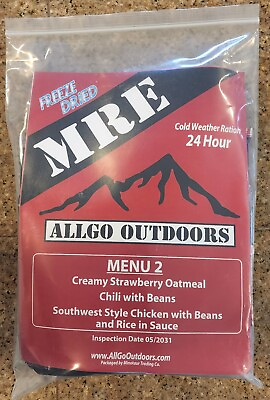 #ad AllGo Outdoors Freeze Dried MCW Survival Food 24hr Field Ration Menu 2 MRE $29.99