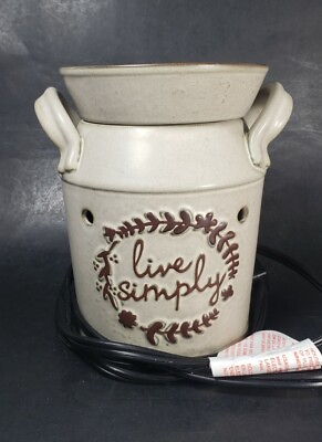 Scentsy Live Simply Full Size Electric Warmer Brown Text Wreath Handles $23.76