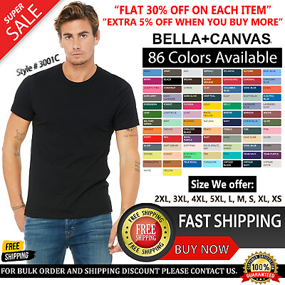 #ad #ad Bella Canvas Unisex T Shirt Short Sleeve 100% Cotton Jersey Tee 3001C T Shirt $18.79
