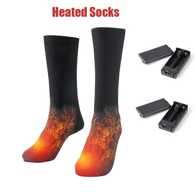 #ad Electric Warm Heating Socks Unisex Battery Operated Stockings Winter Foot Warmer $13.88