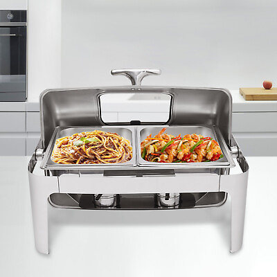 Electric Buffet Chafing Dish 2Pan Stainless Warmer Chafer Temperature Adjustable $180.50