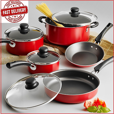 #ad Tramontina 9 Piece Non stick Cookware Set Red $23.60