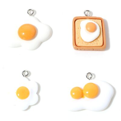 #ad Resin Poached Egg Charms Food Metal Pendants Jewelry Making Findings 5pcs Set $9.12