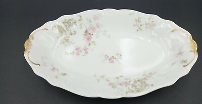 #ad Limoges Theodore Haviland France antique dish w pink roses scalloped 8.5 in 1903 $31.48