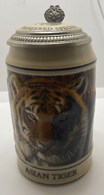 #ad #ad Budweiser Anheuser Bush Endangered Species Series Asian Tiger Lidded Stein CS126 $19.90