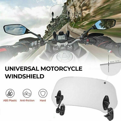 Clip On Motorcycle Windshield Extension Spoiler Wind Screen Deflector Universal $22.99