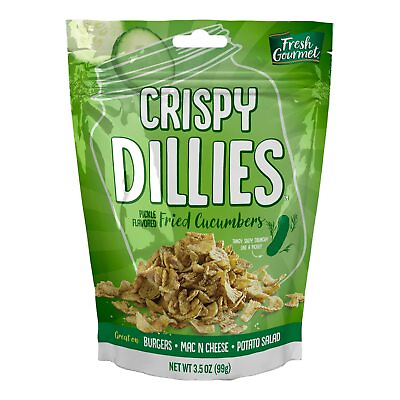Fresh Gourmet Crispy Dillies Pickle Flavored Fried Cucumbers 3.5 Ounce 6 Pack $32.99