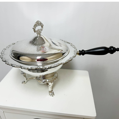 #ad Vintage Oneida Royal Provincial Silver Chafing Dish Complete Set w Fuel Burner $96.00