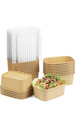 #ad #ad 25 ​pack 25oz Disposable Paper Salad Containers Square Disposable Take Out $20.69