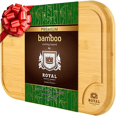 XL Rounded Bamboo Cutting Board w Juice Groove Kitchen Chopping Board 18quot;x12quot; $20.97