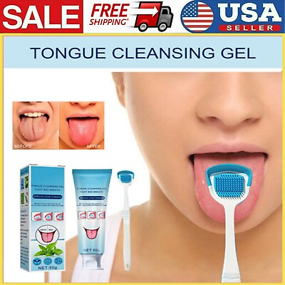 #ad Tongue Tounge Cleaner Scraper Dental Hygiene Oral Mouth Tongue Cleansing Gel $8.88