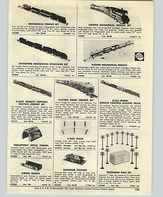 #ad 1954 Paper Ad Train Hafner Mechanical Freight Christmas Lights Glo Star Display $15.99