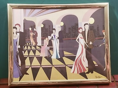 #ad Norma Heyn 1986 Art Deco Metropolitan Nightlife Cocktail Party City Skyline $34.00