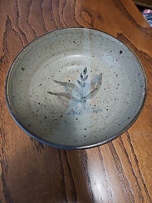 #ad Vintage Hand Thrown Studio Art Pottery Salad Bowl Large 10”x3” Painted Wheat $25.50