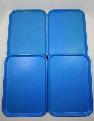 #ad Cambro 1216 Lot Of 4 16 in x 12 Inch Blue Fast Food Tray MADE IN USA $25.88