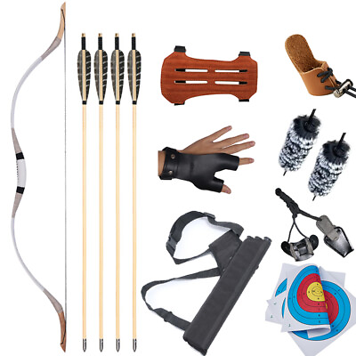 #ad Archery Mongolian Recurve Bow Horsebow Longbow amp; Wooden Arrow Hunting Target SET $148.80