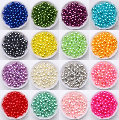 400Pcs 6mm 8mm 10mm Imitation Pearl Acrylic Round Beads Loose Spacer Jewelry DIY $2.19