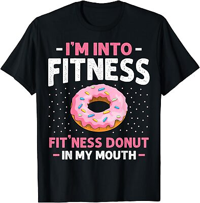#ad NEW I#x27;m into Fitness D0nut In My Mouth Funny Gym Workout Lover T Shirt S 3XL $23.05