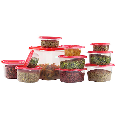 58 Pcs. Plastic Food Container Set 29 Storage Container With Air Tight Lids Red $19.95