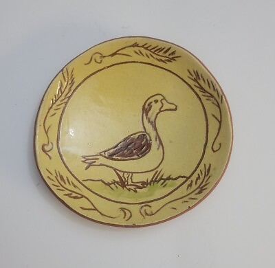 #ad Signed Redware Pottery Plate Pam Armbrust Duck 5.25 Inches $12.00
