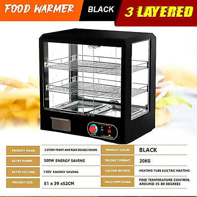 #ad Food Pizza Warmer 3 Tier Electric Warmer with Lighting and Glass Door well $397.68