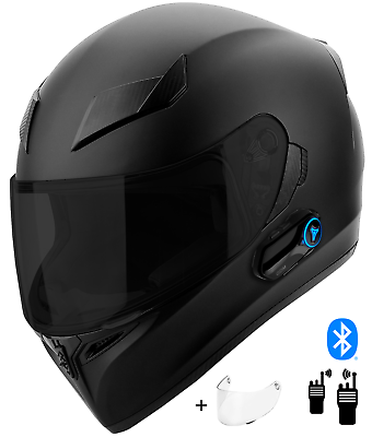 GDM GHOST HYPERSONIC Full Face Intercom Bluetooth Motorcycle Helmet Matte Black $179.95
